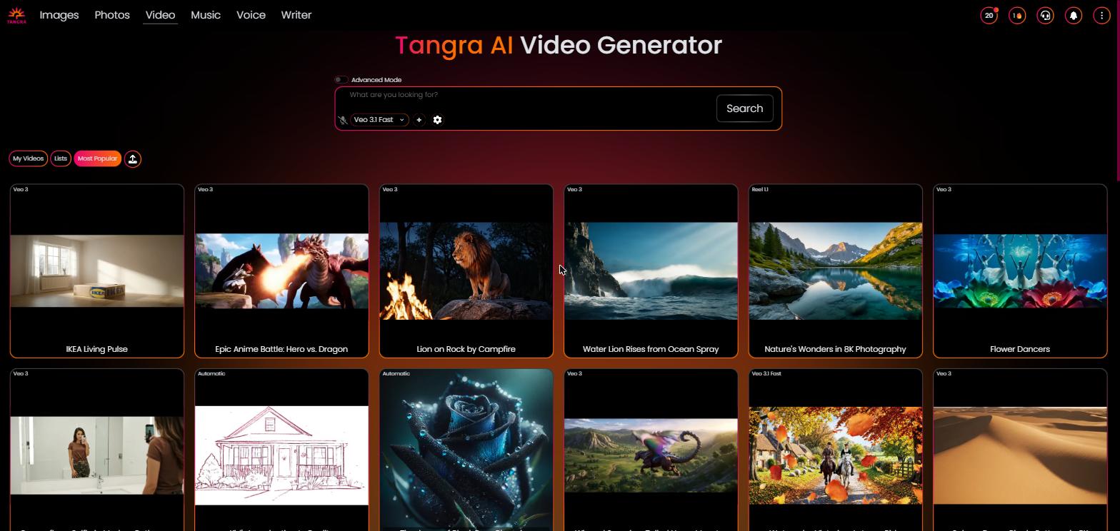 Video landing page — Marketing hero for the AI Video Generator showing the value proposition and a call to action to start creating.